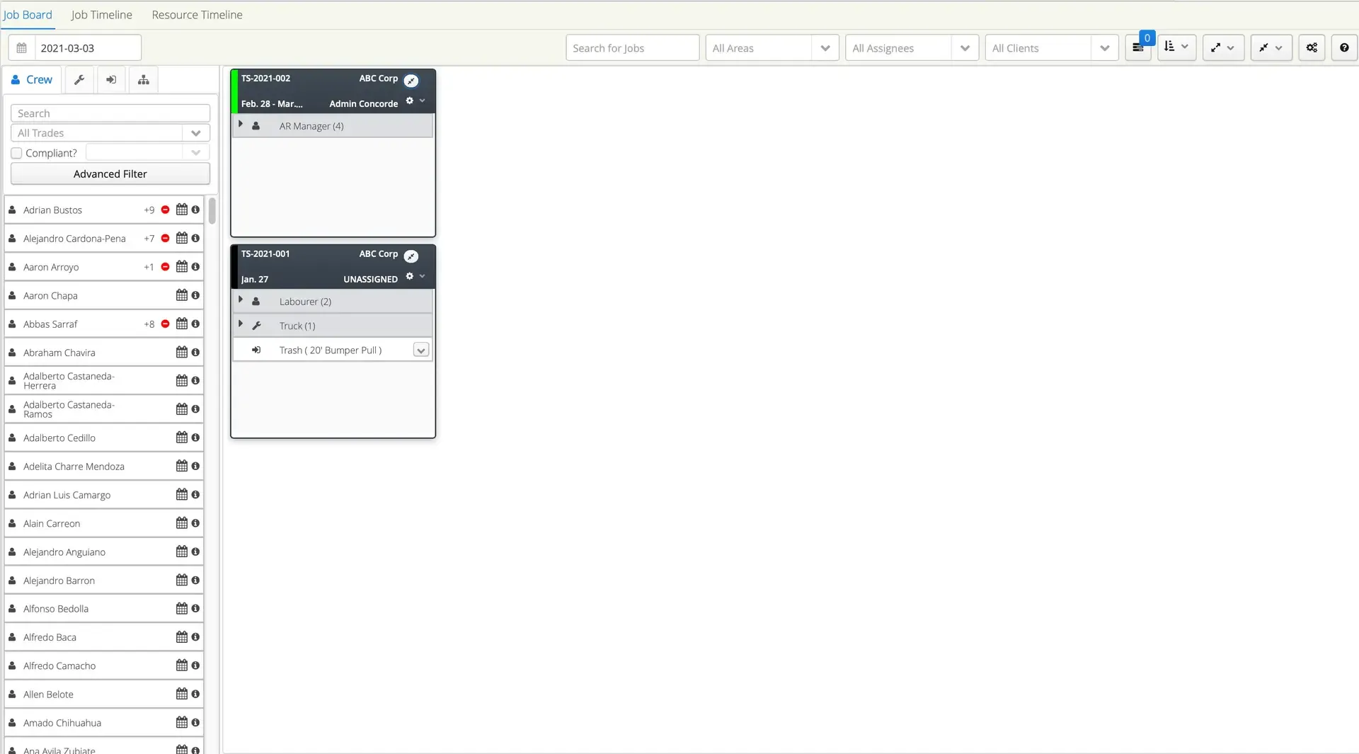 Use a dispatching software like Aimsio to dispatch crew and equipment. The Aimsio Job Board is just one way to tackle resource dispatching.