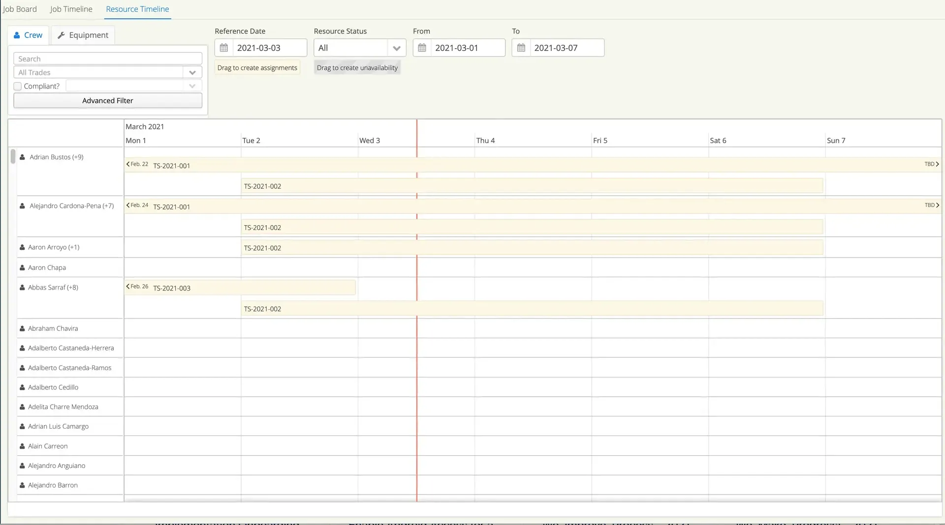 Dispatching software like Aimsio make resource dispatching simple. Use the Aimsio Resource Timeline to dispatch crew and equipment.
