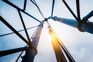 Drilling rig operating in an oil and gas field