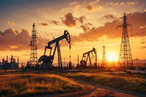 Oilfield construction pipeline project underway at a remote site