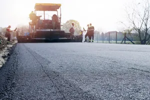 Heavy road maintenance equipment on a grading operation