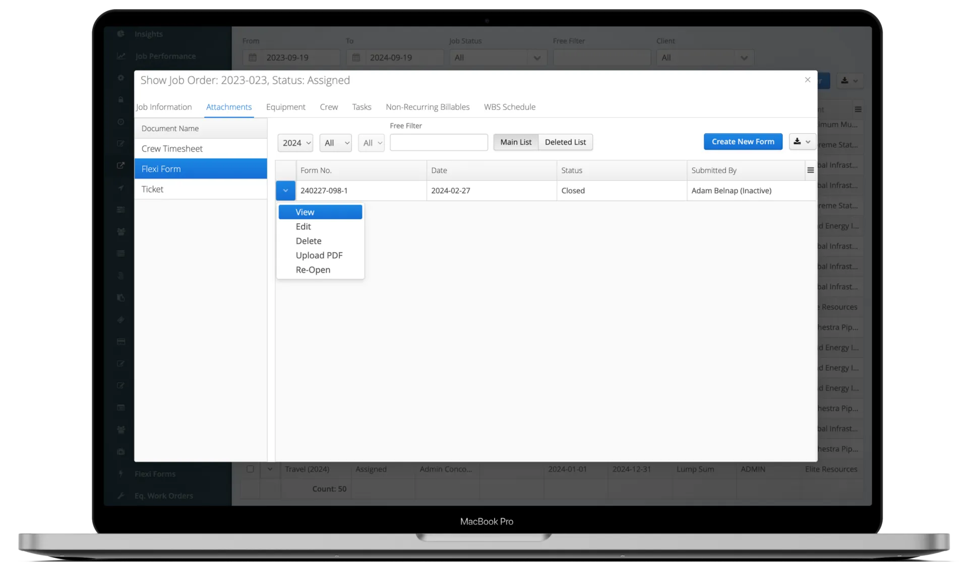 Aimsio form submissions stored per job with export options