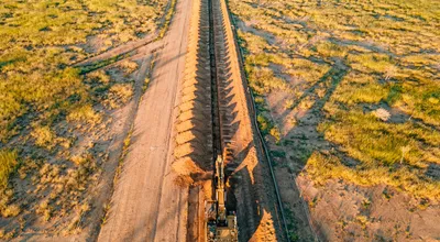 Aerial view of pipeline field operations