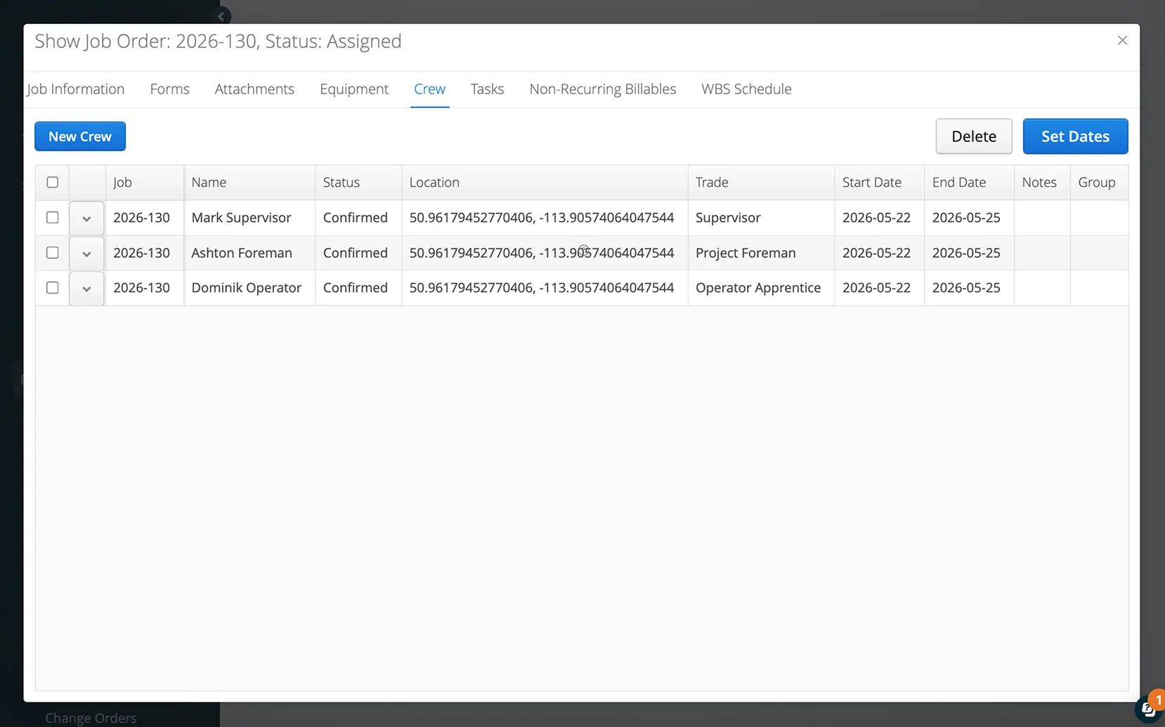 Aimsio job assignments interface