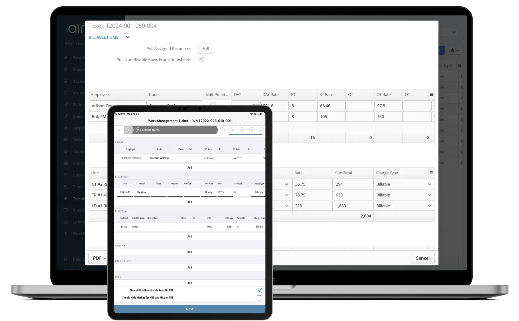 Digital field tickets in Aimsio