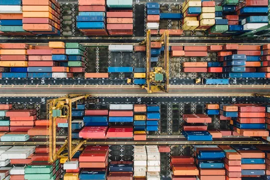 Aerial view of logistics and supply chain infrastructure