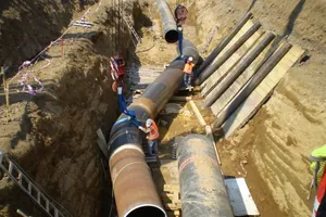 Pipeline maintenance crew working on integrity program