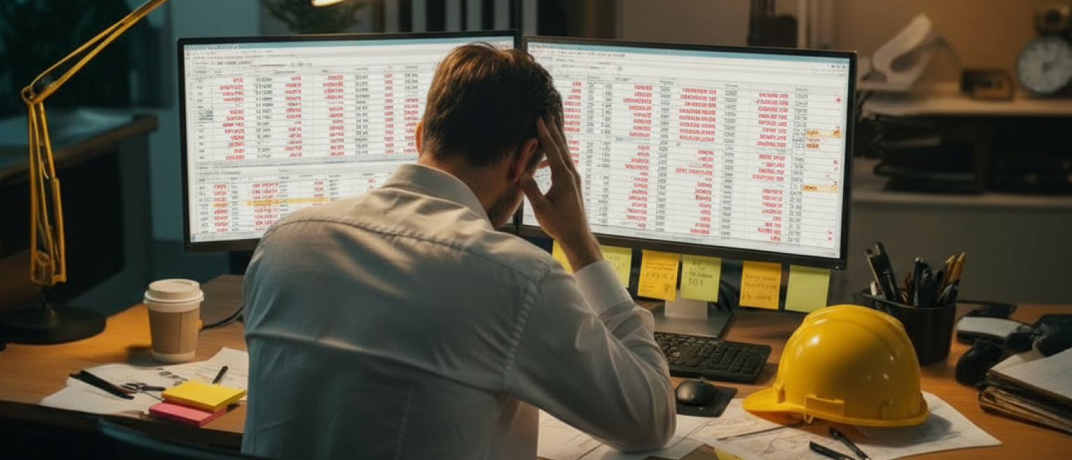 Construction office manager overwhelmed by Excel field ticket spreadsheets and manual data entry