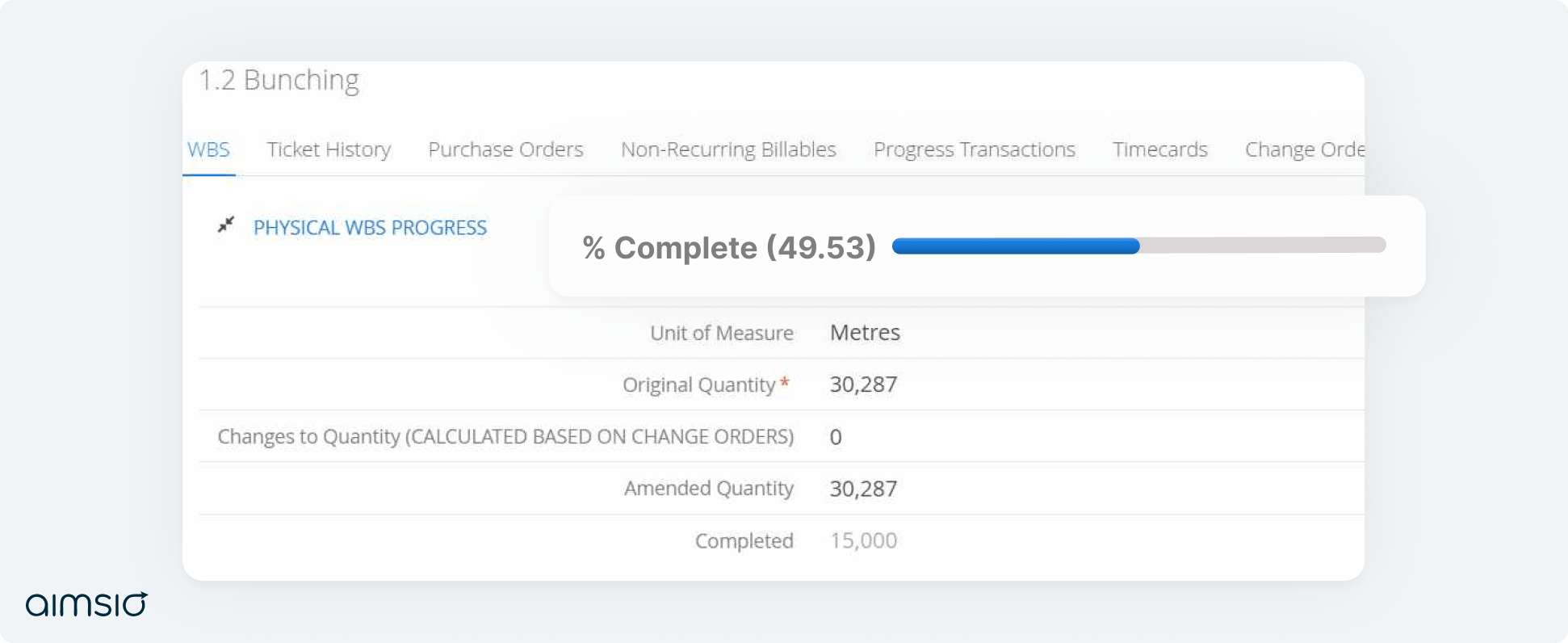 Aimsio field operation software built for construction industry is shown to capture any progress, hours, or revenue that hasn't been assigned to ensure there are no loose ends in construction projects.